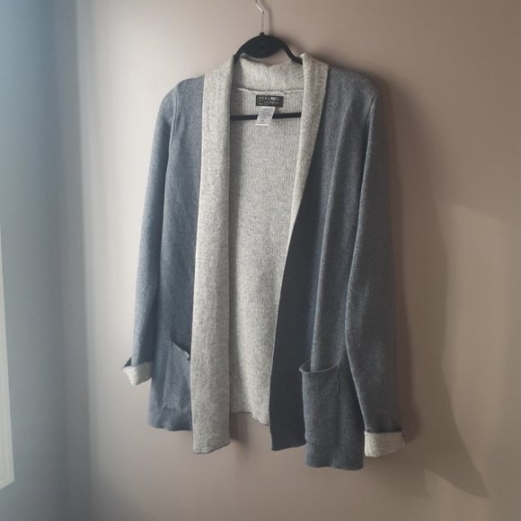 Hekla and Co. Italy Wool Cashmere Long Open Cardigan Blue Grey Size Med. - Picture 2 of 14